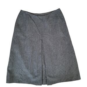 Burberry Wool Cashmere Box Pleated Skirt Gray Herringbone Italy Women 4